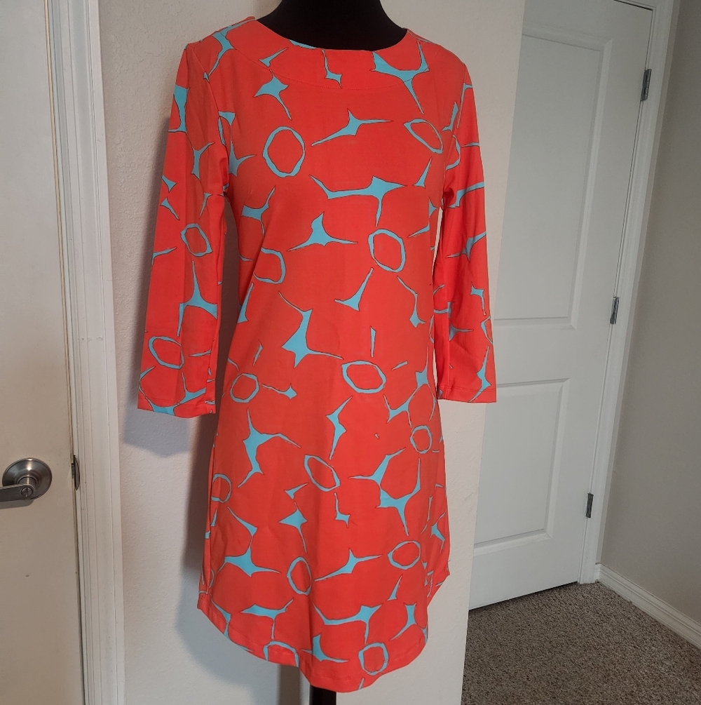 Mahi Gold Stylish Coral and Teal Dress